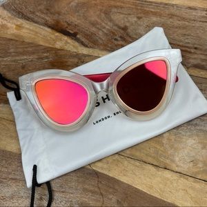 TOYSHADES l Retro Vintage-Inspired Oversized Cateye Clear Pink Mirror Sunglasses